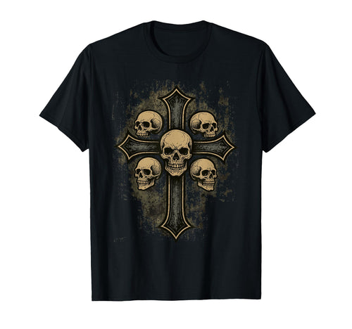 Gothic Cross Skull Y2K Grunge Rock Punk T-Shirt - Unique Graphic Unisex - T-Shirt, Sweatshirt, Hoodie