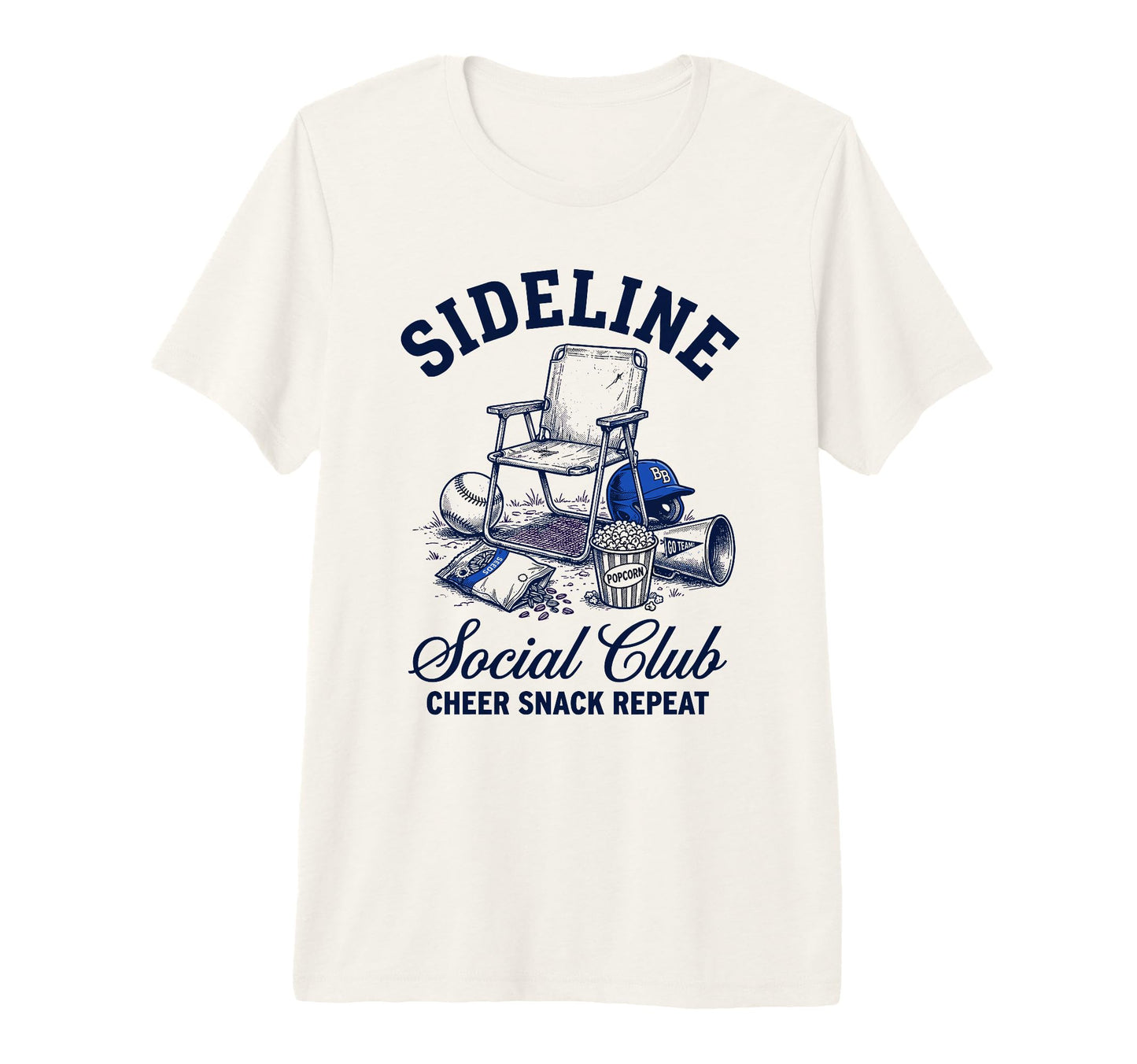 Sideline Social Club Cheer Snack Repeat T-Shirt - Minimalist Print Unisex - T-Shirt, Sweatshirt, Hoodie
