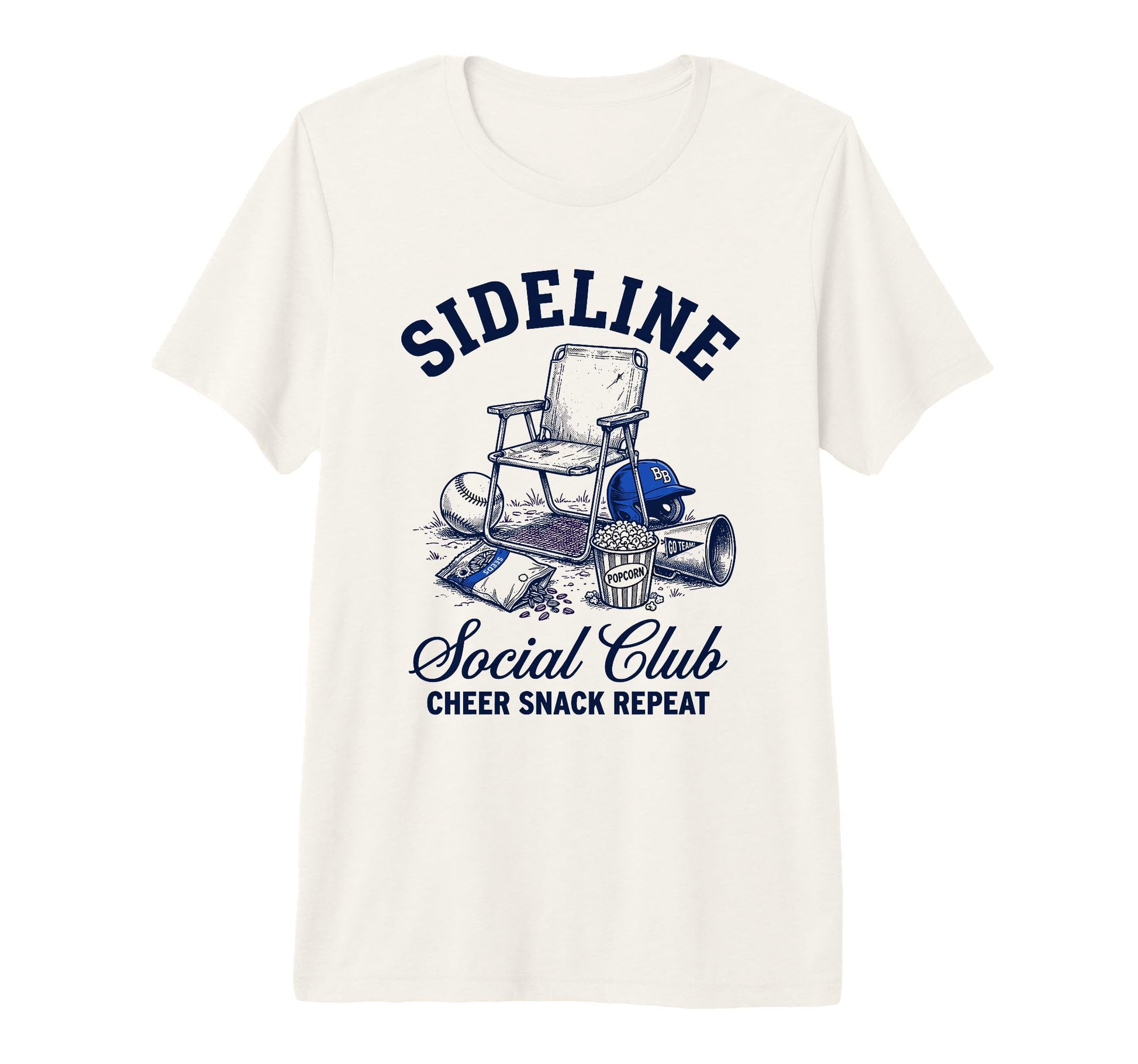 Sideline Social Club Cheer Snack Repeat T-Shirt - Minimalist Print Unisex - T-Shirt, Sweatshirt, Hoodie
