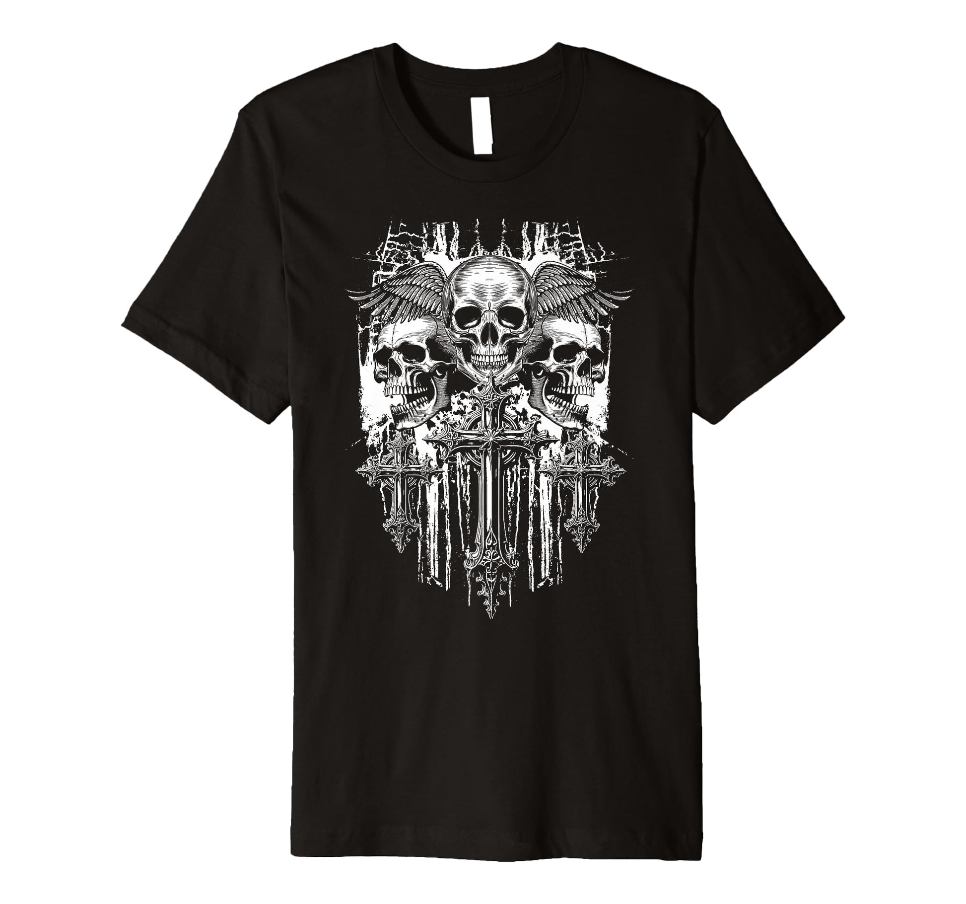 Skull Cross Wings Goth Alt Grunge Gothic T-Shirt - Novelty Apparel Unisex - T-Shirt, Sweatshirt, Hoodie