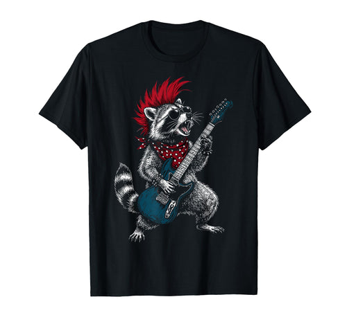 Funny Raccoon Playing Guitar Usa T-Shirt - Custom Art Print Unisex - T-Shirt, Sweatshirt, Hoodie