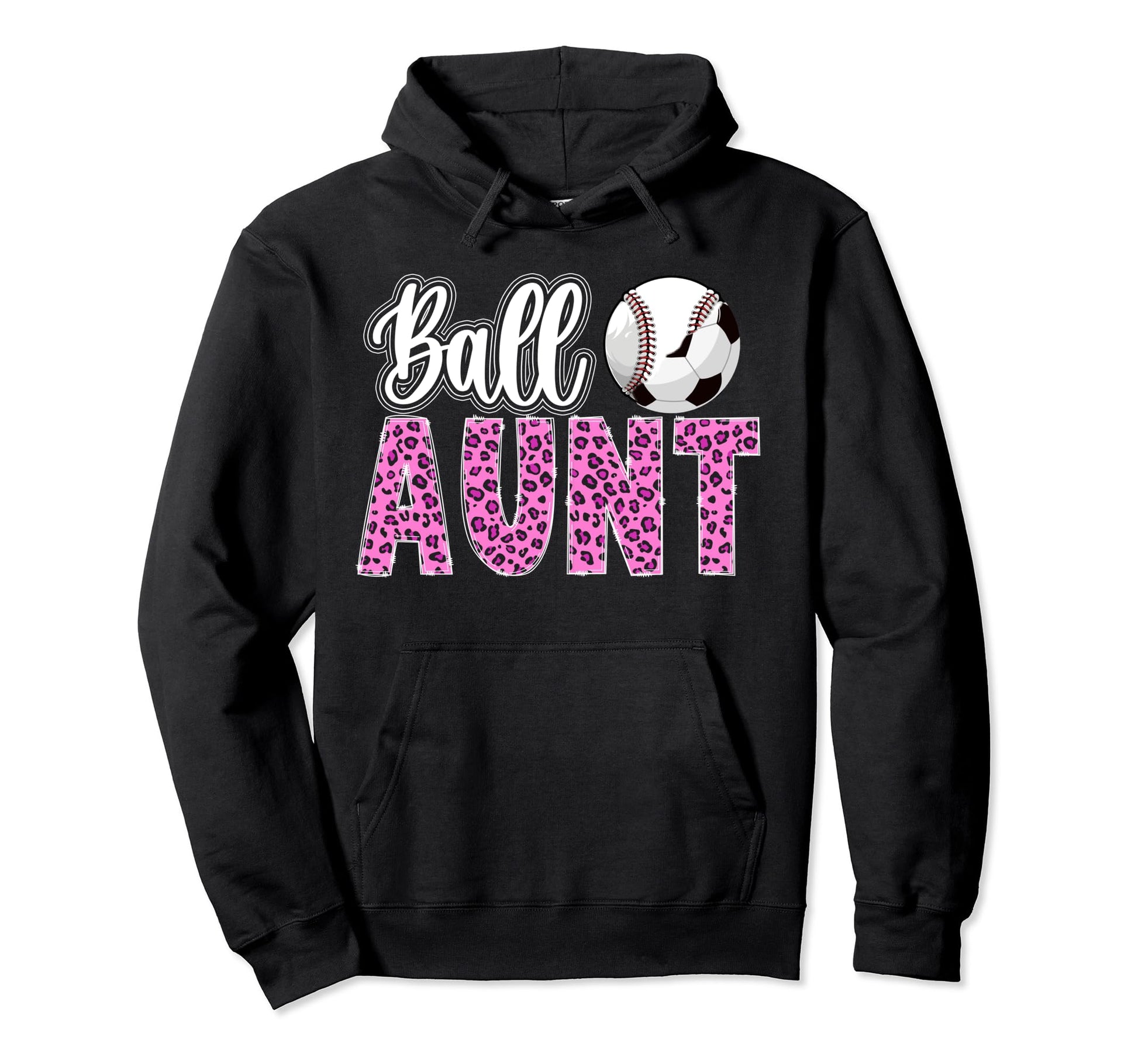 Ball Aunt Leopard Soccer Baseball Aunt Hoodie - Unique Graphic Men Women - T-Shirt, Sweatshirt, Hoodie