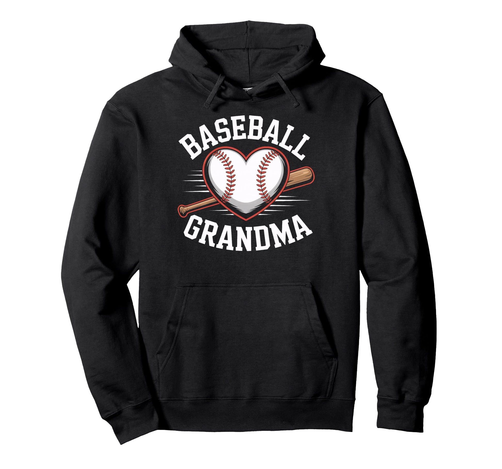 Baseball Grandma Heart Bat Sports Hoodie - Casual Everyday Wear Men Women - T-Shirt, Sweatshirt, Hoodie