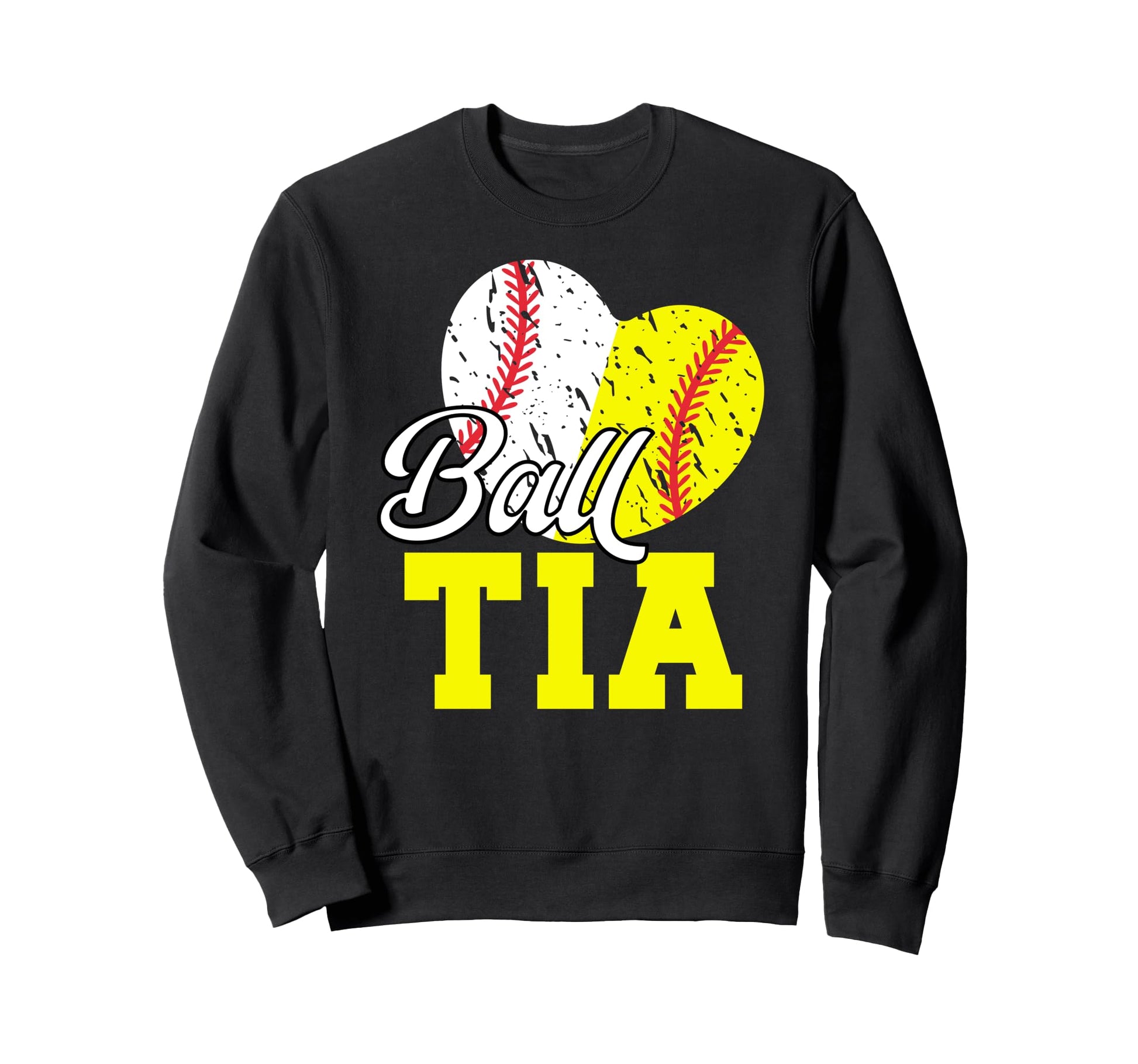 Ball Tia Heart Softball Baseball Sweatshirt - Trendy Graphic for Adults - T-Shirt, Sweatshirt, Hoodie