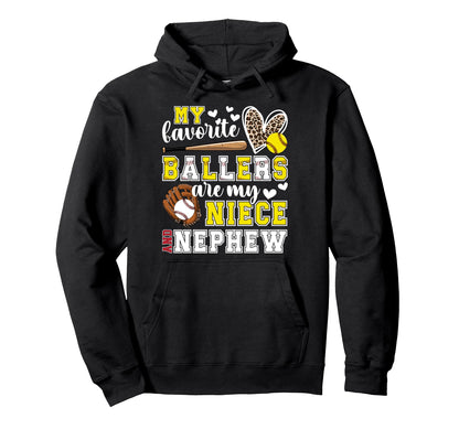 My Niece And Nephew Baseball Softball Hoodie - Unique Graphic for Adults - T-Shirt, Sweatshirt, Hoodie
