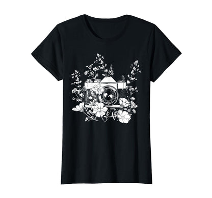 Photographer Camera Flowers Photography T-Shirt - Custom Art Print Unisex - T-Shirt, Sweatshirt, Hoodie