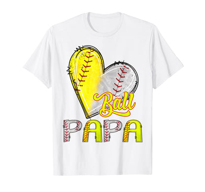 Papa Both Baseball Softball Lover T-Shirt - Casual Everyday Wear Unisex - T-Shirt, Sweatshirt, Hoodie