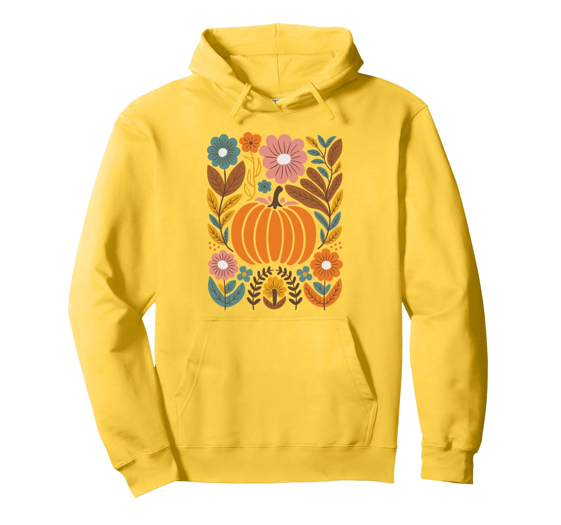Floral Pumpkin Boho Autumn Fall Teens Hoodie - Fun Novelty Design Men Women - T-Shirt, Sweatshirt, Hoodie