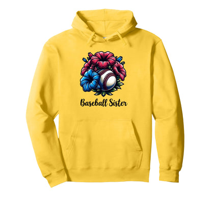 Baseball Sister Coquette Flowers Hoodie - Streetwear Style for Adults - T-Shirt, Sweatshirt, Hoodie