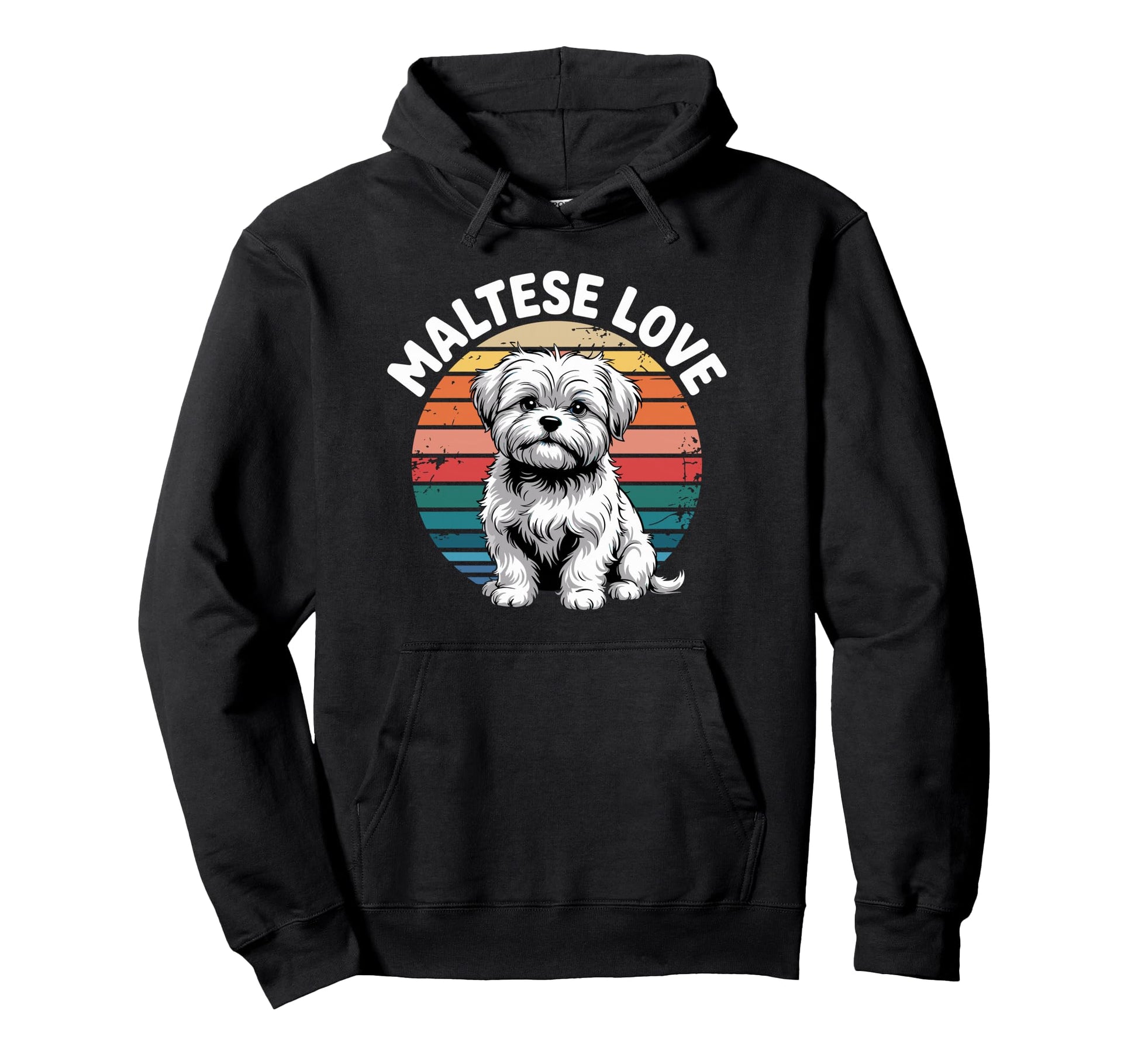 Maltese Love Puppy Rainbow Circle Hoodie - Aesthetic Graphic for Adults - T-Shirt, Sweatshirt, Hoodie