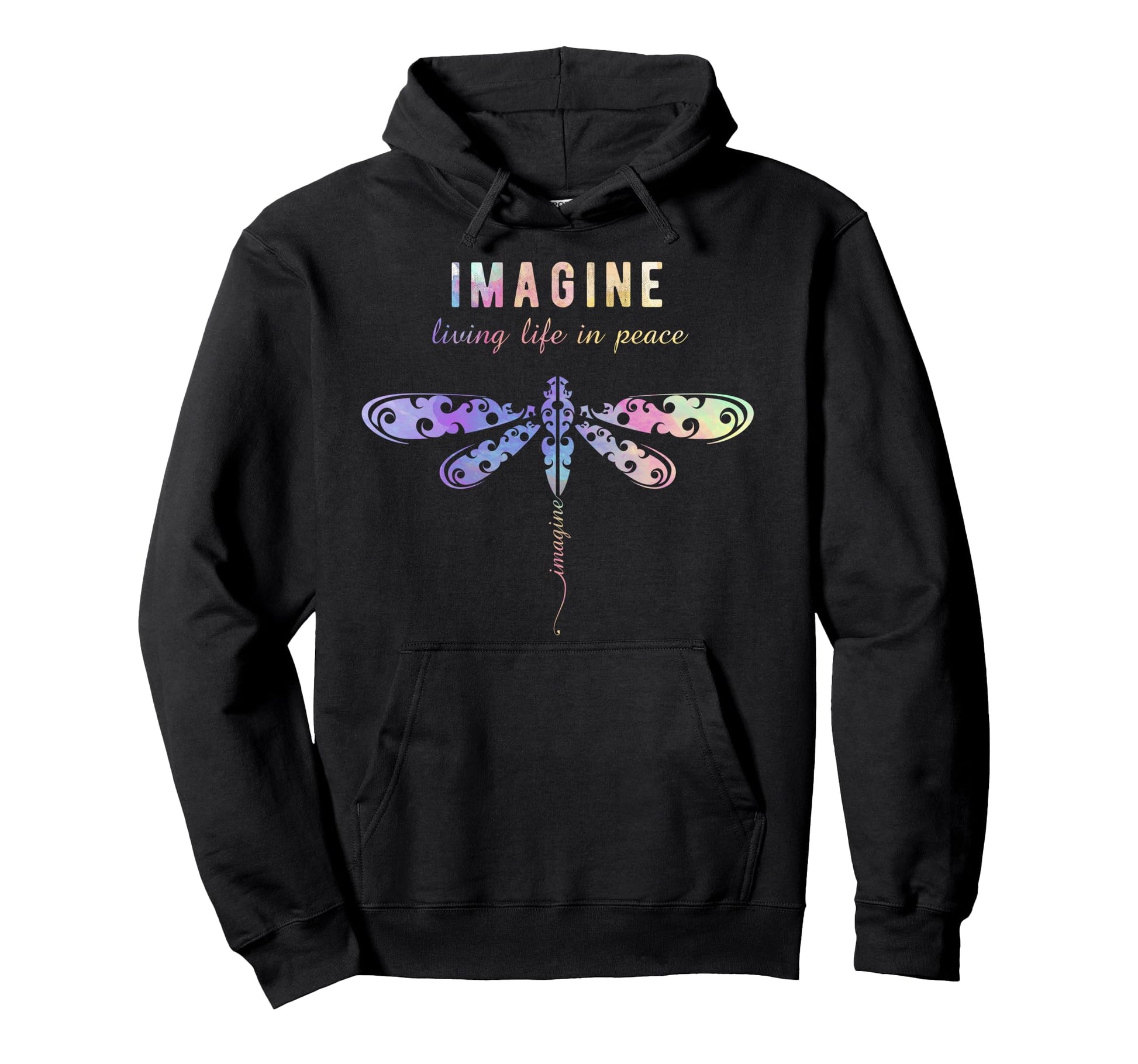 Imagine Boho Dragonfly 60S 70S Groovy Hoodie - Novelty Apparel for Adults - T-Shirt, Sweatshirt, Hoodie
