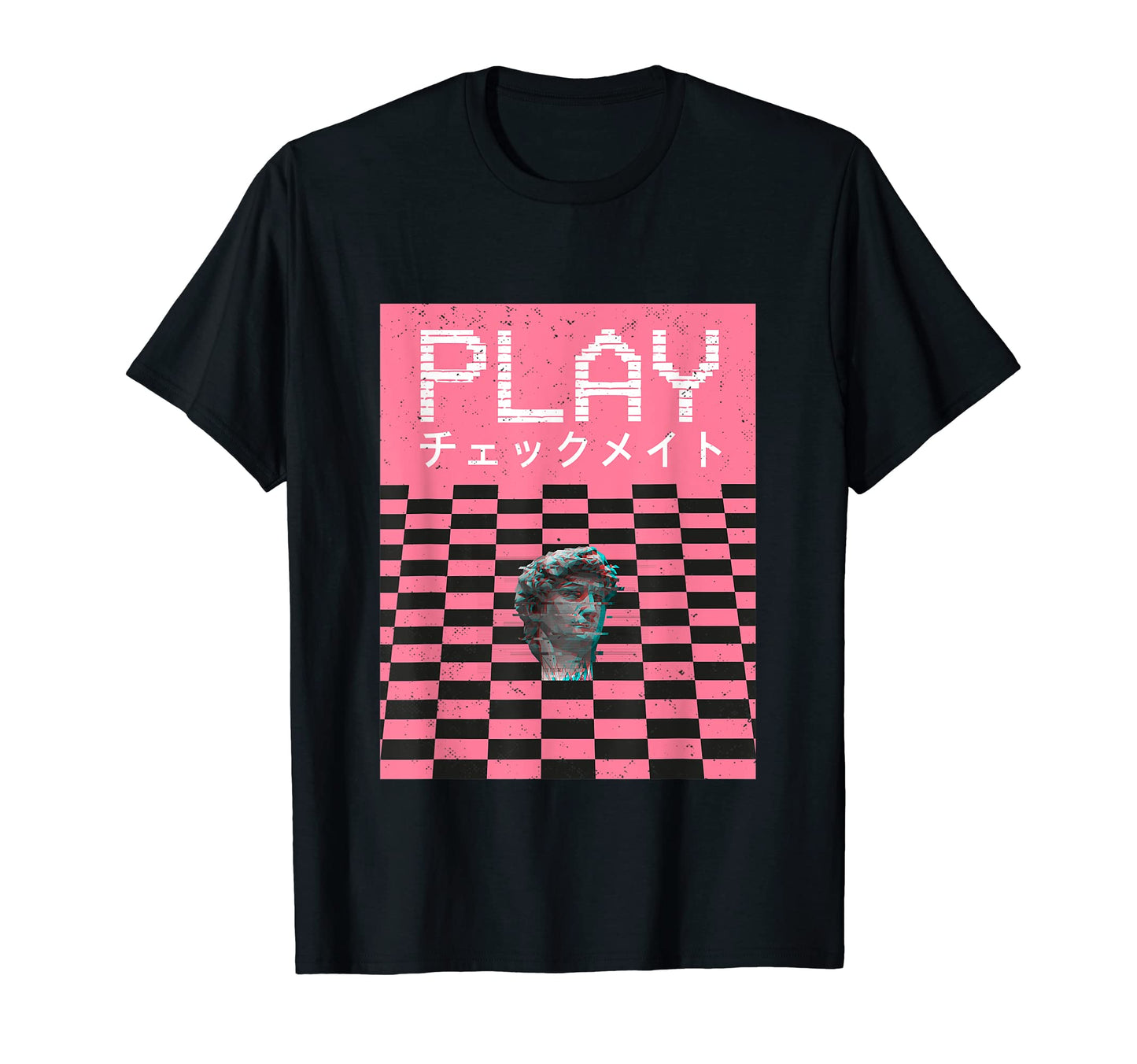 Play Statue Chess Pattern Vaporwave T-Shirt - Aesthetic Graphic Men Women - T-Shirt, Sweatshirt, Hoodie