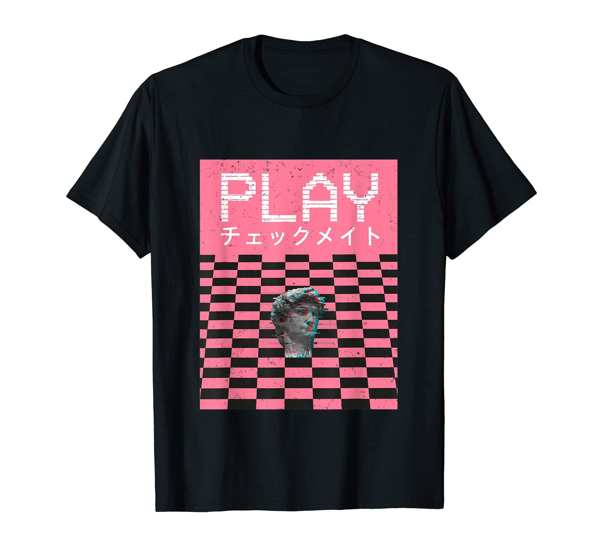 Play Statue Chess Pattern Vaporwave T-Shirt - Aesthetic Graphic Men Women - T-Shirt, Sweatshirt, Hoodie