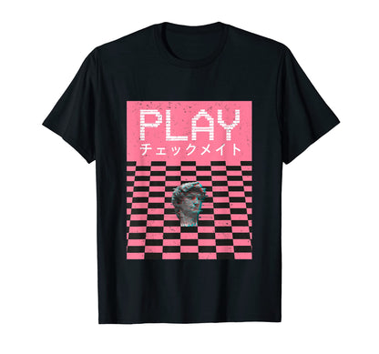 Play Statue Chess Pattern Vaporwave T-Shirt - Aesthetic Graphic Men Women - T-Shirt, Sweatshirt, Hoodie
