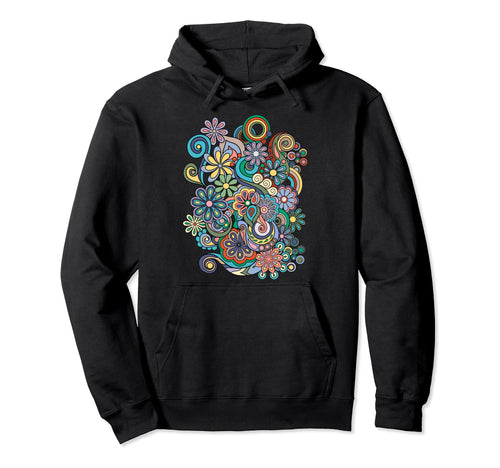 Colorful Hand Drawn Floral Boho Hoodie - Aesthetic Graphic Unisex - T-Shirt, Sweatshirt, Hoodie