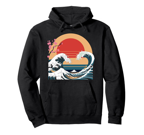 Big Wave Vaporwave Aesthetic 80S Hoodie - Casual Everyday Wear Unisex - T-Shirt, Sweatshirt, Hoodie