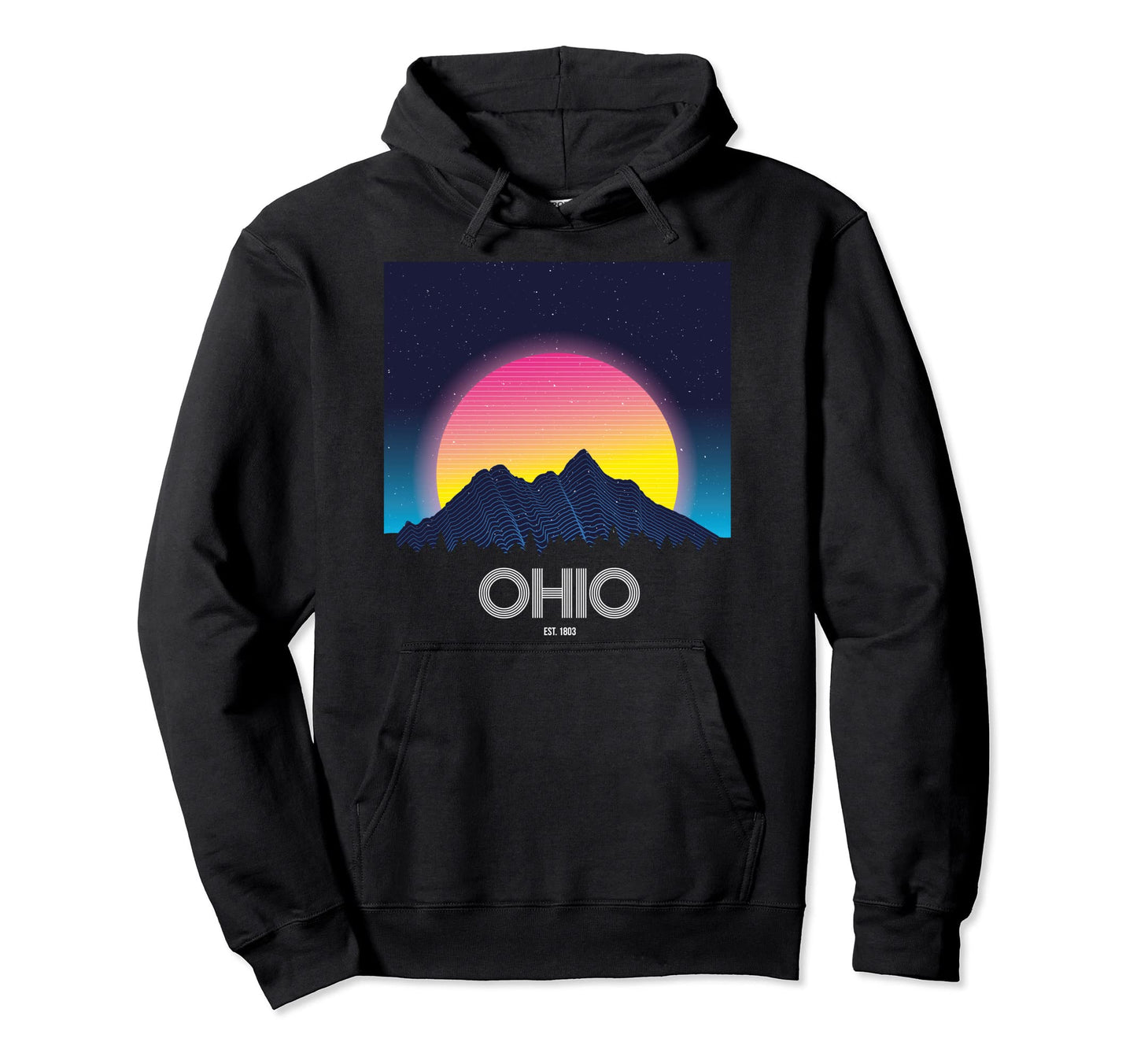 Ohio Mountain Grid 80S 90S Aesthetic Hoodie - Fun Novelty Design Men Women - T-Shirt, Sweatshirt, Hoodie