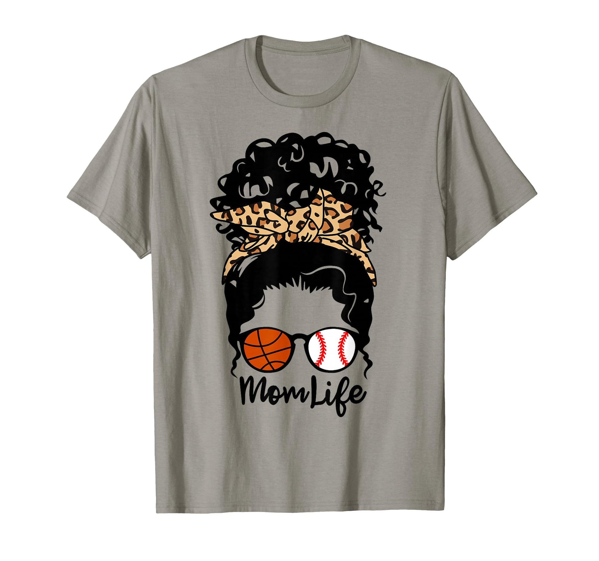 Mom Life Messy Bun Curly Hair T-Shirt - Fun Novelty Design for Adults - T-Shirt, Sweatshirt, Hoodie