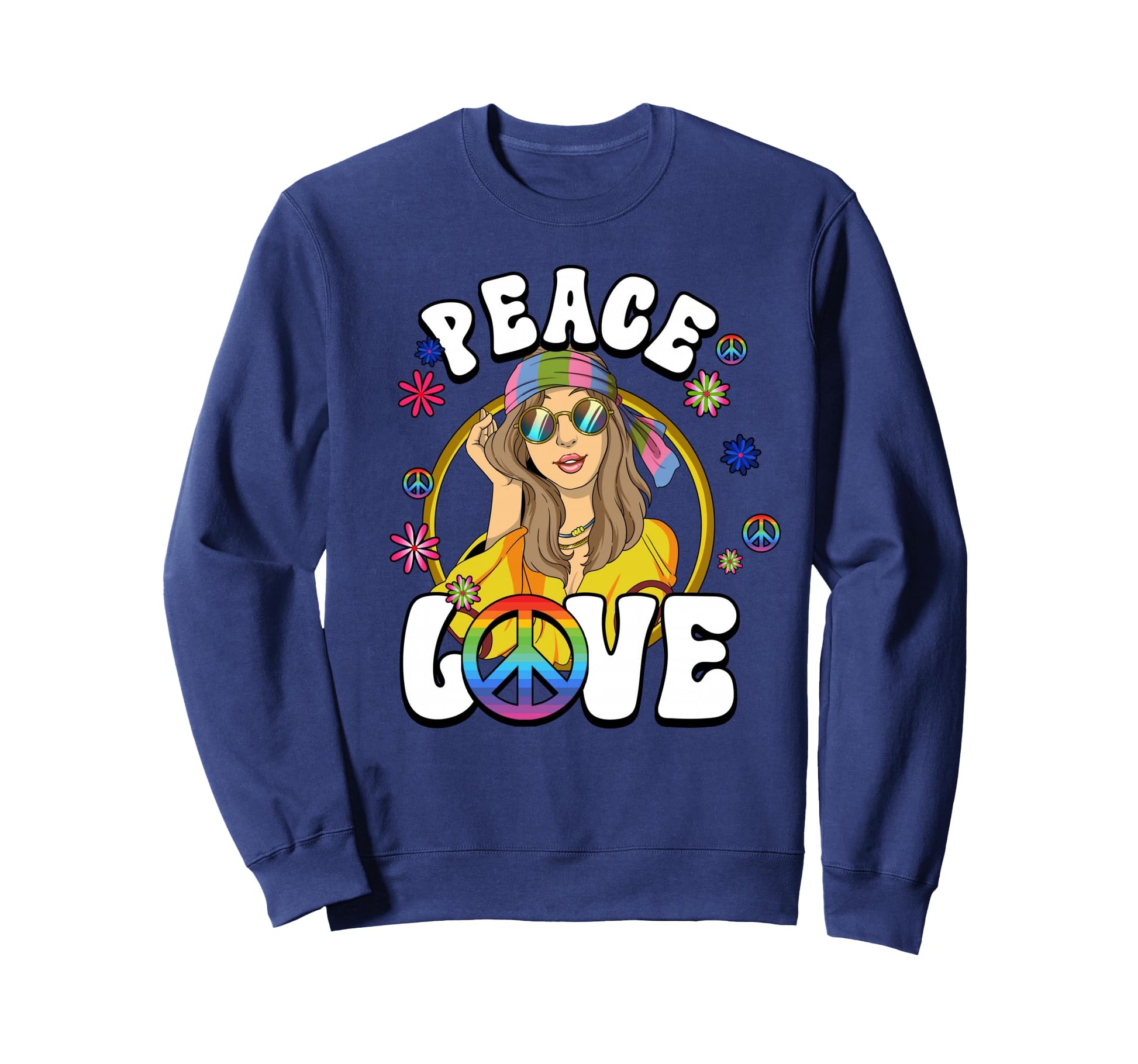 60S 70S Costume Peace Love Hippie Sweatshirt - Custom Art Print Unisex - T-Shirt, Sweatshirt, Hoodie