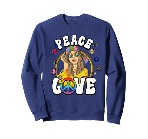 60S 70S Costume Peace Love Hippie Sweatshirt - Custom Art Print Unisex - T-Shirt, Sweatshirt, Hoodie