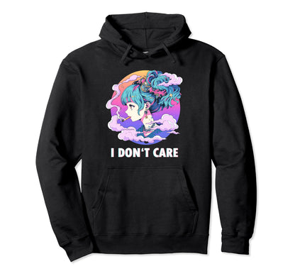 Aesthetic Vaporwave I Dont Care Anime Hoodie - Trendy Graphic for Adults - T-Shirt, Sweatshirt, Hoodie