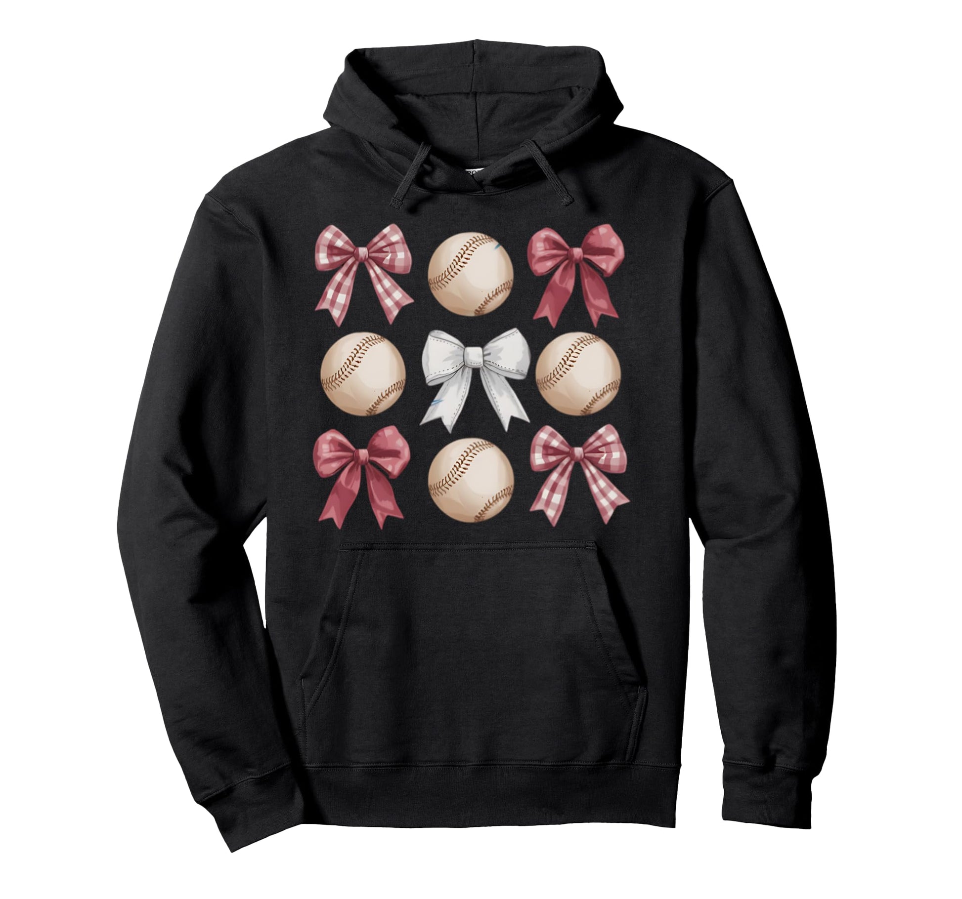 Baseball Coquette Bow Mom Sister Hoodie - Fun Novelty Design for Adults - T-Shirt, Sweatshirt, Hoodie