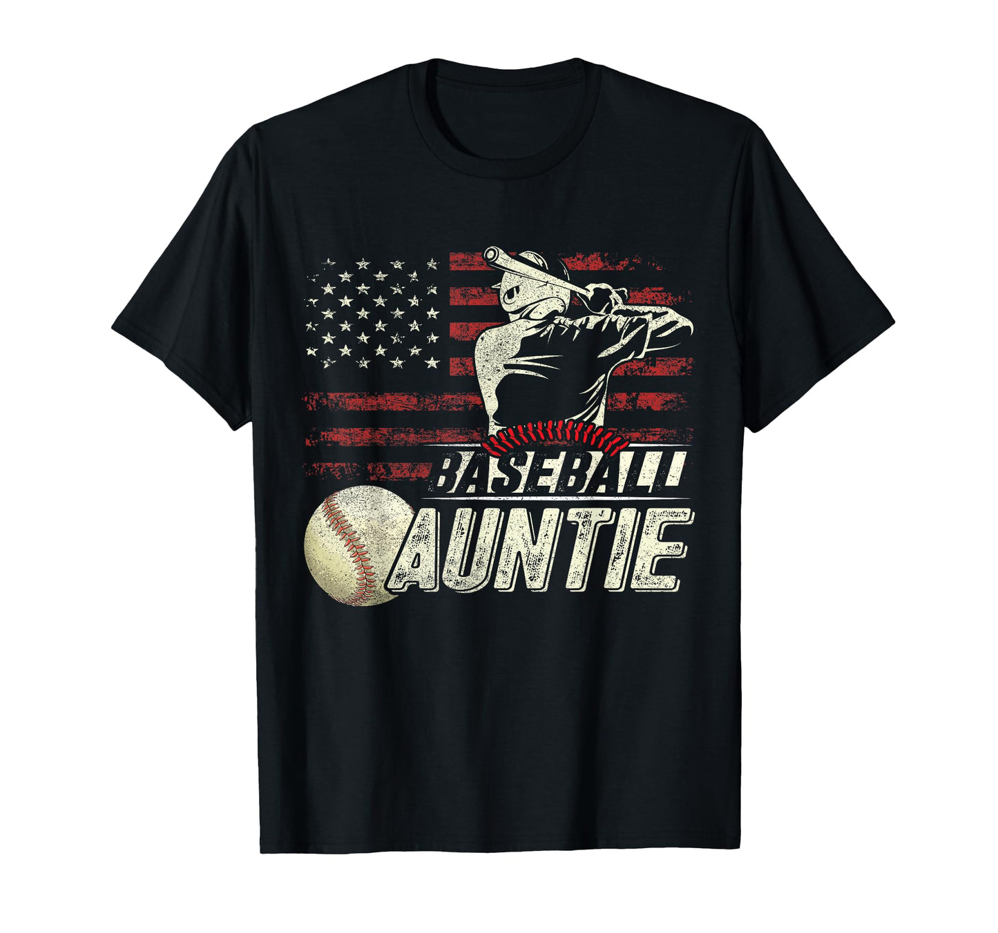 Baseball Auntie Us Flag Gifts Aunt T-Shirt - Custom Art Print for Adults - T-Shirt, Sweatshirt, Hoodie