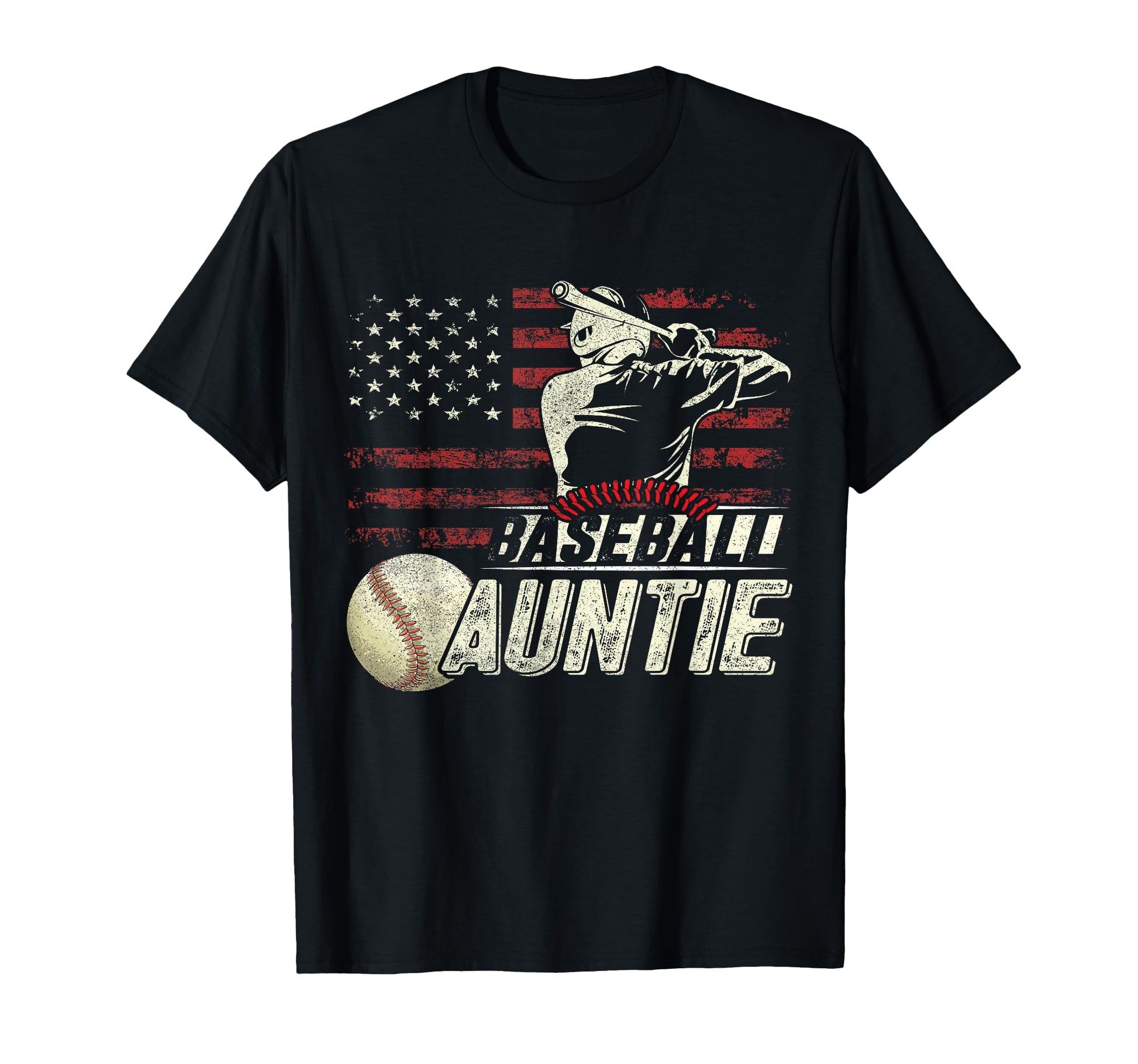 Baseball Auntie Us Flag Gifts Aunt T-Shirt - Custom Art Print for Adults - T-Shirt, Sweatshirt, Hoodie