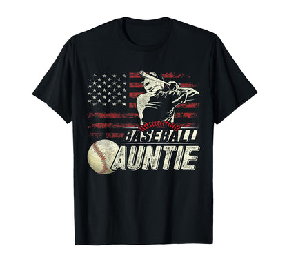 Baseball Auntie Us Flag Gifts Aunt T-Shirt - Custom Art Print for Adults - T-Shirt, Sweatshirt, Hoodie
