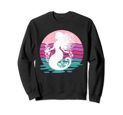 Mermaid Pastel Colors Distressed Sweatshirt - Trendy Graphic Men Women - T-Shirt, Sweatshirt, Hoodie