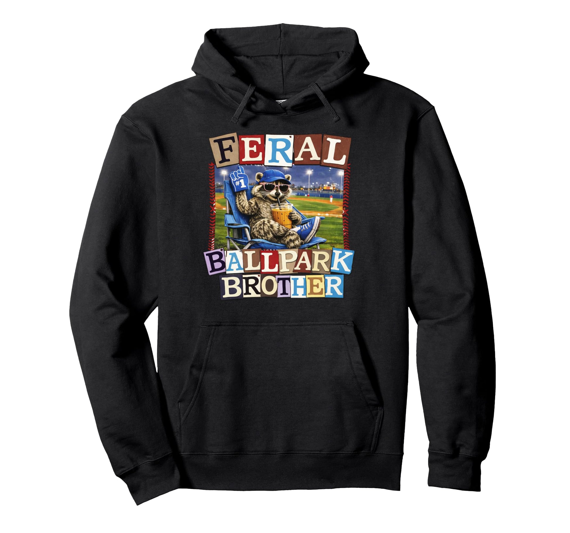 Raccoon And Scooter Feral Ballpark Hoodie - Custom Art Print Unisex - T-Shirt, Sweatshirt, Hoodie