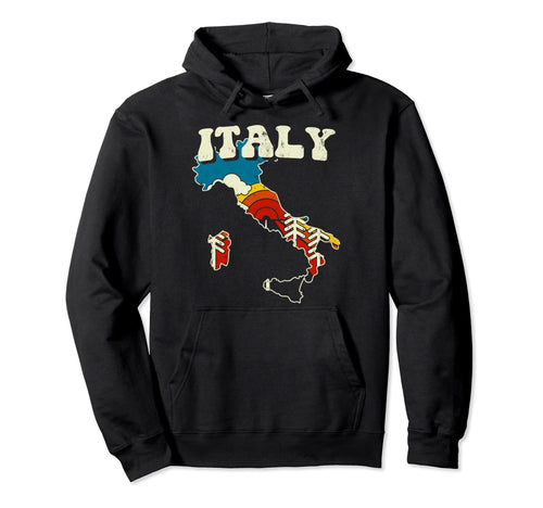Italy Italian Country Rainbow 70S Map Hoodie - Aesthetic Graphic for Adults - T-Shirt, Sweatshirt, Hoodie