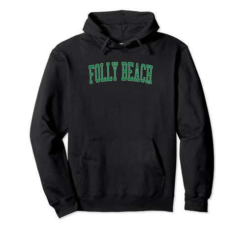 Folly Beach Distressed Green Varsity Hoodie - Unique Graphic for Adults - T-Shirt, Sweatshirt, Hoodie
