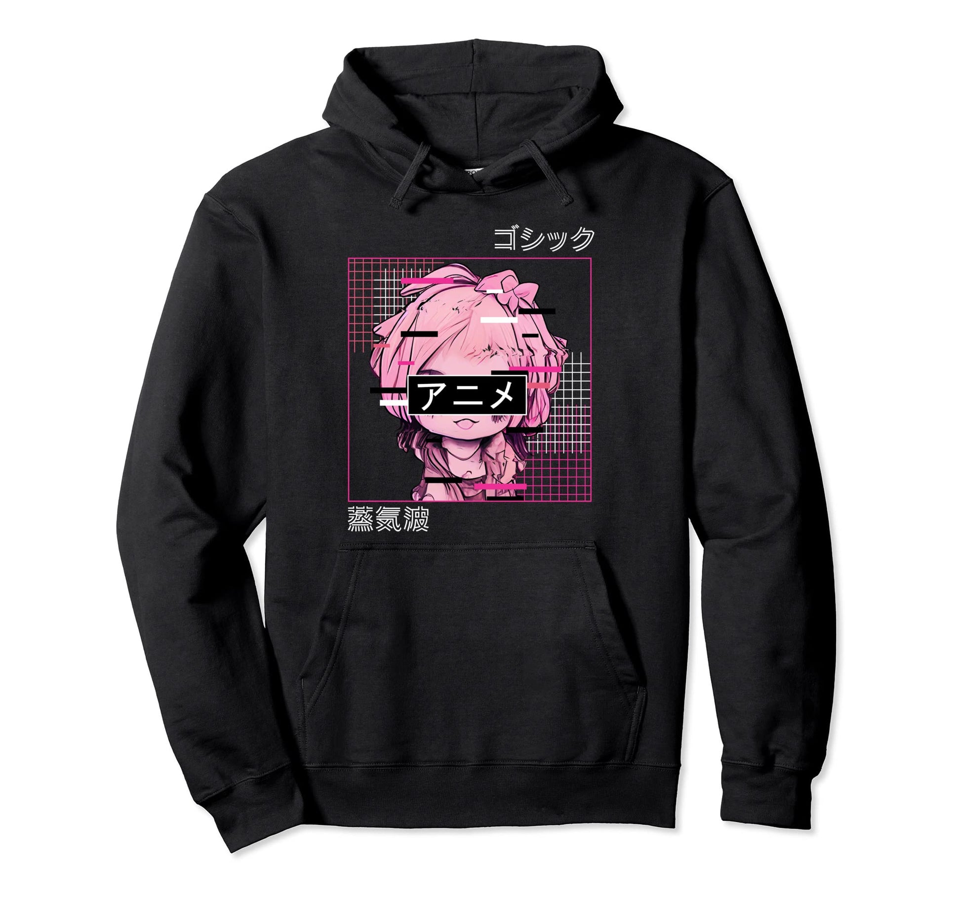 Glitch Anime Chibi Japanese Vaporwave Hoodie - Trendy Graphic for Adults - T-Shirt, Sweatshirt, Hoodie