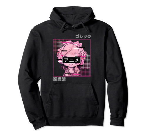 Glitch Anime Chibi Japanese Vaporwave Hoodie - Trendy Graphic for Adults - T-Shirt, Sweatshirt, Hoodie