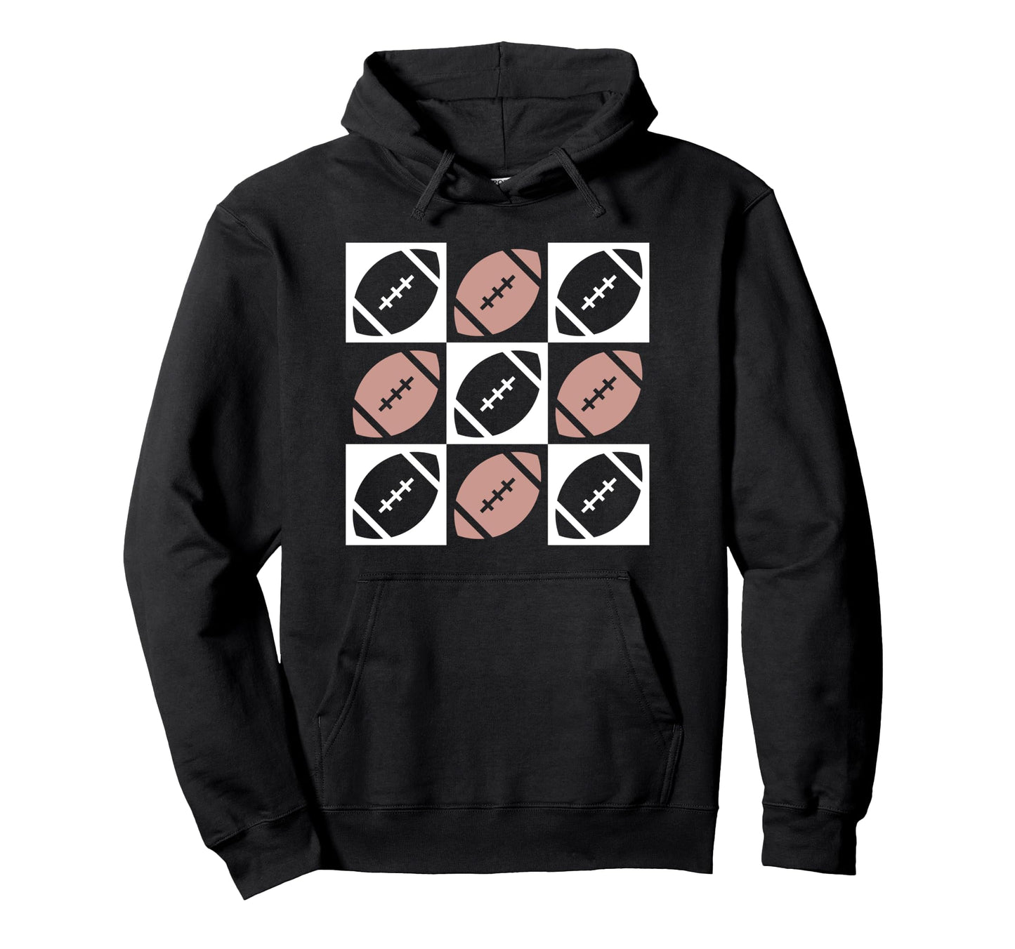 Checkered Football Football Mom Game Hoodie - Custom Art Print for Adults - T-Shirt, Sweatshirt, Hoodie