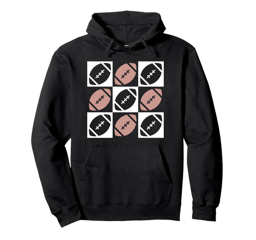 Checkered Football Football Mom Game Hoodie - Custom Art Print for Adults - T-Shirt, Sweatshirt, Hoodie