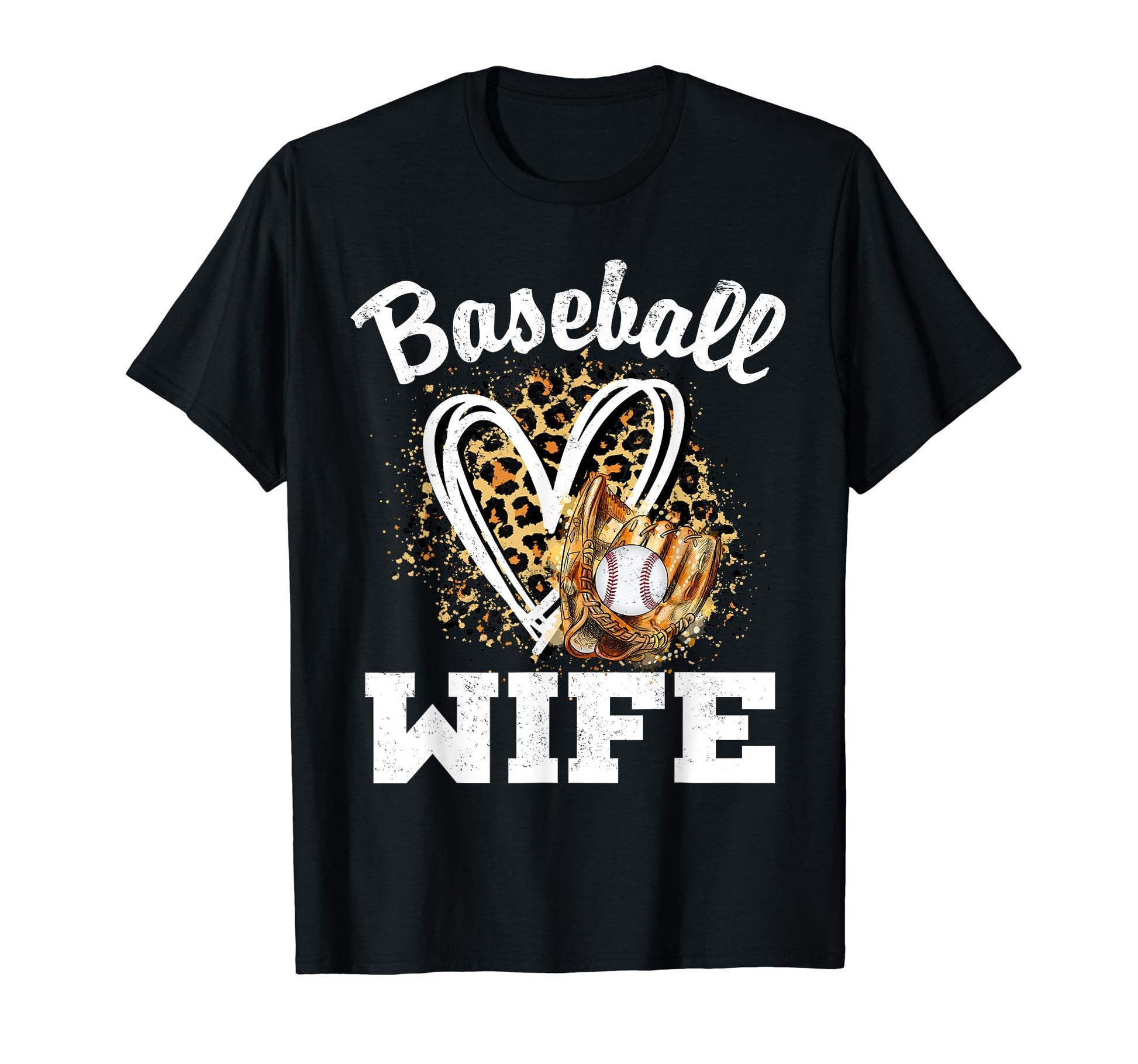Baseball Wife Leopard Heart Matching T-Shirt - Graphic Print for Adults - T-Shirt, Sweatshirt, Hoodie