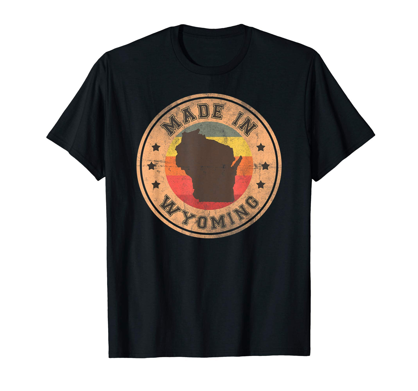 Wyoming Us State Map Stripes 1970 T-Shirt - Graphic Print Men Women - T-Shirt, Sweatshirt, Hoodie