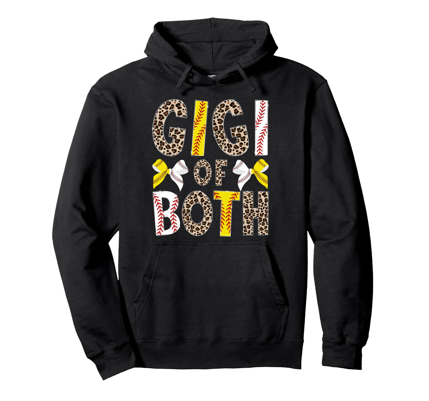 Gigi Both Leopard Softball Baseball Hoodie - Novelty Apparel for Adults - T-Shirt, Sweatshirt, Hoodie