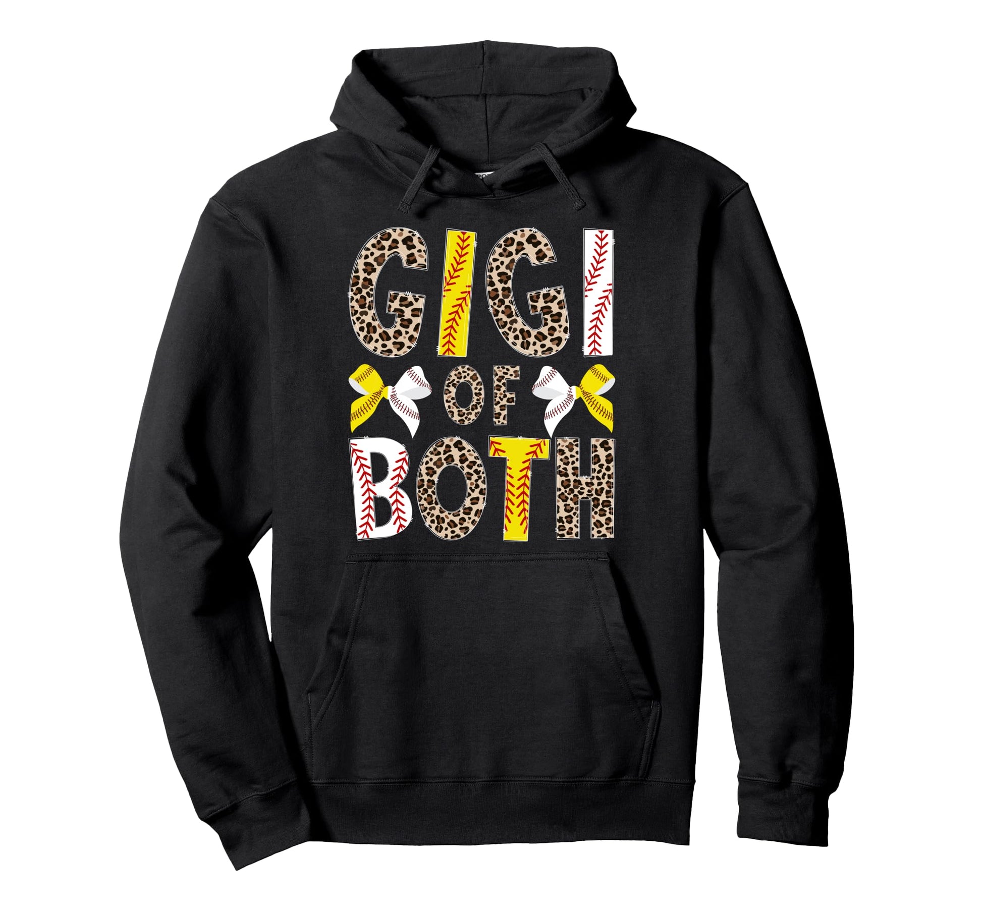 Gigi Both Leopard Softball Baseball Hoodie - Novelty Apparel for Adults - T-Shirt, Sweatshirt, Hoodie