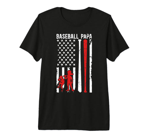 Mens Baseball Papa Grandpa Us Flag Papa T-Shirt - Unique Graphic Unisex - T-Shirt, Sweatshirt, Hoodie