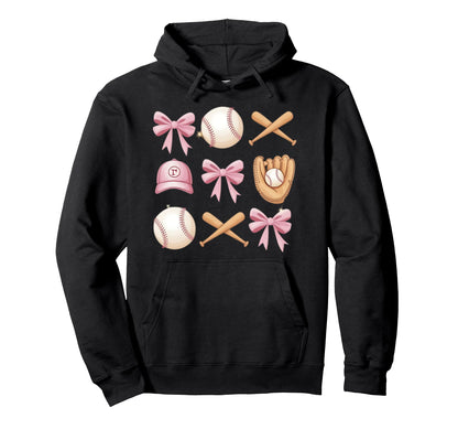 Baseball Coquette Bow Mom Sister Hoodie - Aesthetic Graphic Unisex - T-Shirt, Sweatshirt, Hoodie