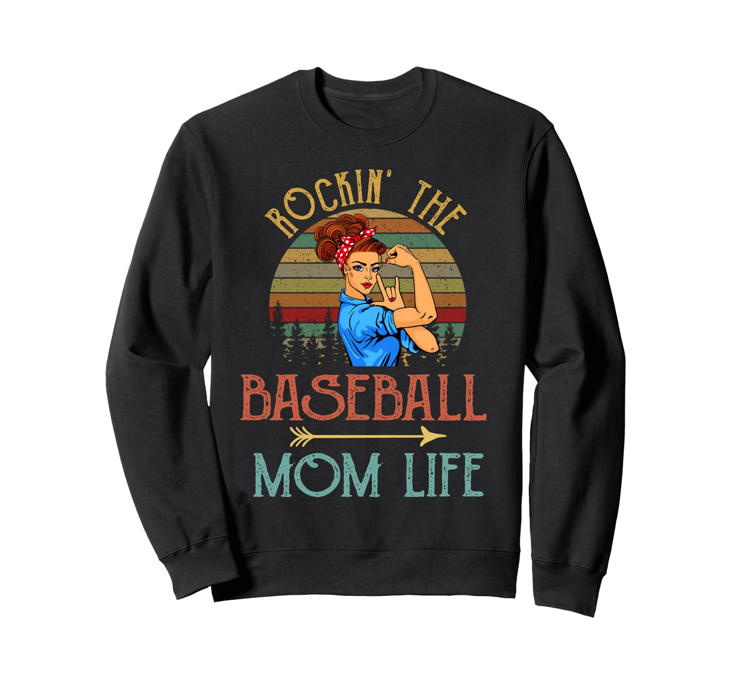 Rockin Baseball Mom Life Flower Sweatshirt - Fun Novelty Design for Adults - T-Shirt, Sweatshirt, Hoodie