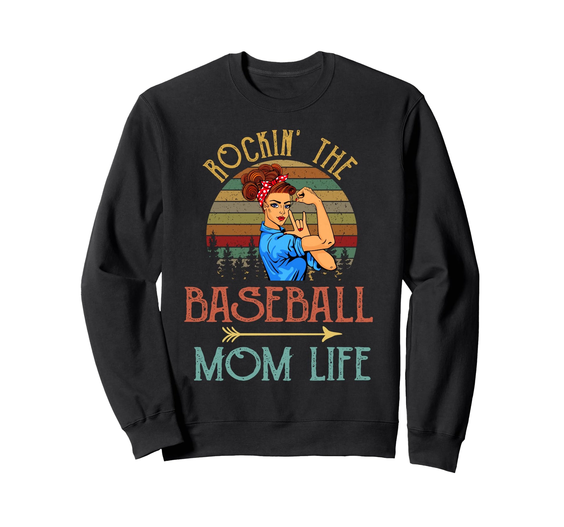 Rockin Baseball Mom Life Flower Sweatshirt - Fun Novelty Design for Adults - T-Shirt, Sweatshirt, Hoodie
