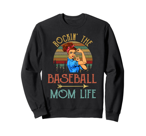 Rockin Baseball Mom Life Flower Sweatshirt - Fun Novelty Design for Adults - T-Shirt, Sweatshirt, Hoodie