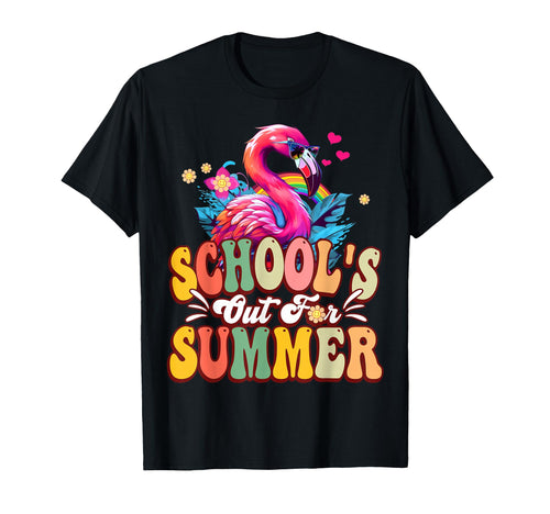 Flamingo Schools Out Summer Rainbow T-Shirt - Novelty Apparel Men Women - T-Shirt, Sweatshirt, Hoodie