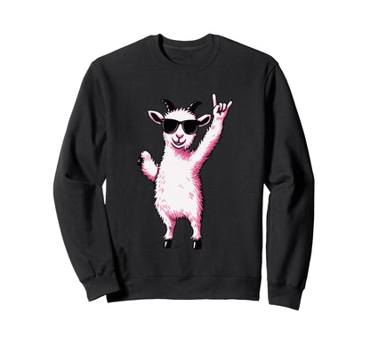 Goat Rock Hand Sign Sunglasses Punk Sweatshirt - Unique Graphic Men Women - T-Shirt, Sweatshirt, Hoodie