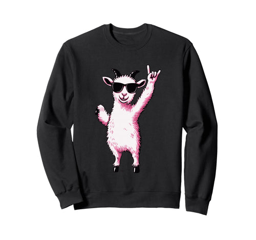 Goat Rock Hand Sign Sunglasses Punk Sweatshirt - Unique Graphic Men Women - T-Shirt, Sweatshirt, Hoodie
