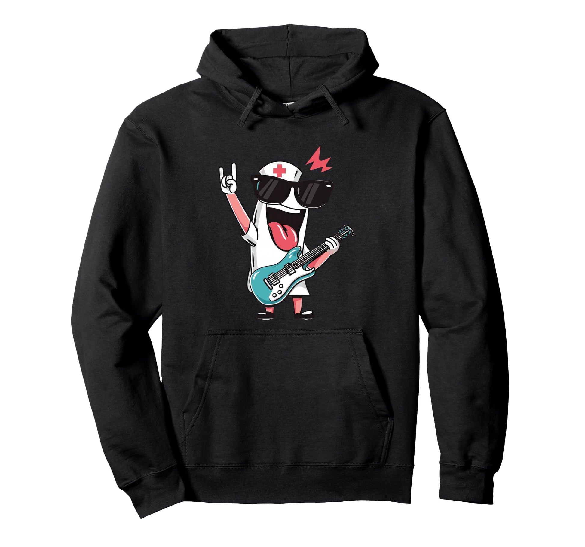 Funny Nurse Rock Music Guitar Hoodie - Unique Graphic for Adults - T-Shirt, Sweatshirt, Hoodie